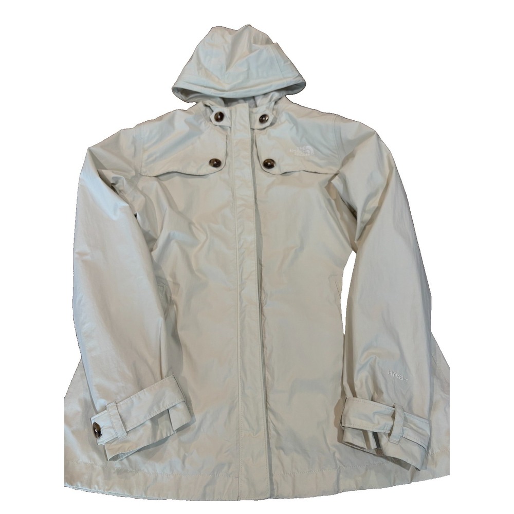Women's the North face winter coat hyvent hood womens' sz Medium ivory like new